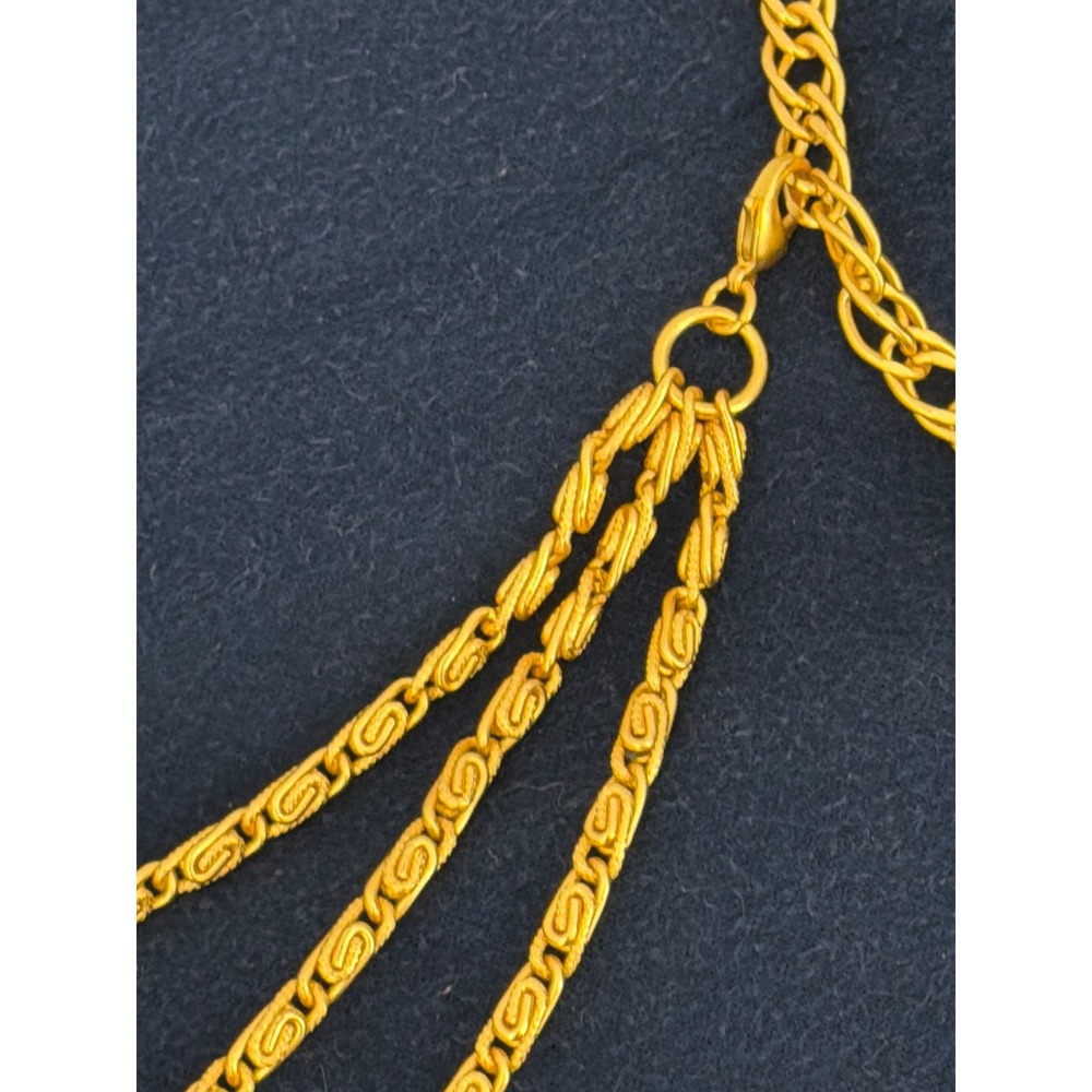 Vintage Gold Tone Multi Strand Layered Chain Belt with Ball Charm Adjustable - Picture 2 of 4